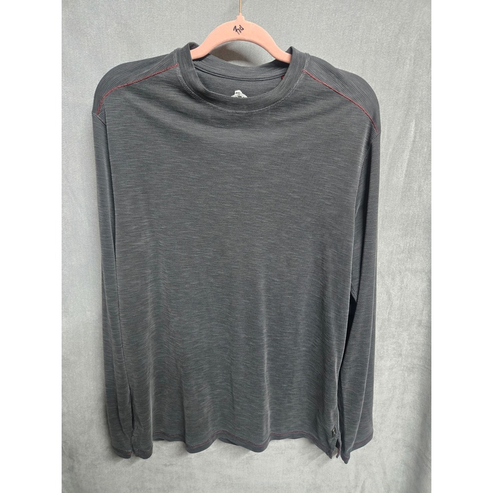 Tommy Bahama Mens Gray Long Sleeve Tencel Blend Textured Crew Neck Shirt Medium